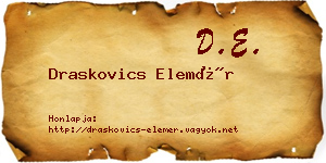 Draskovics Elemér névjegykártya
